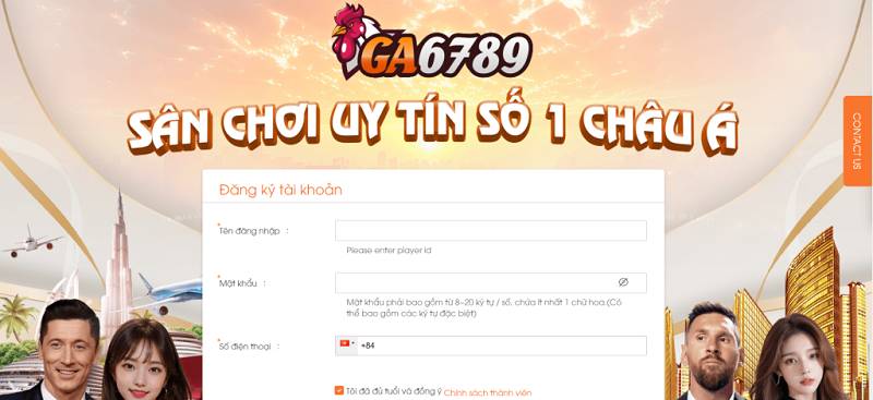 Đăng Ký Tài Khoản Ga6789 Vô Cùng Nhanh Gọn